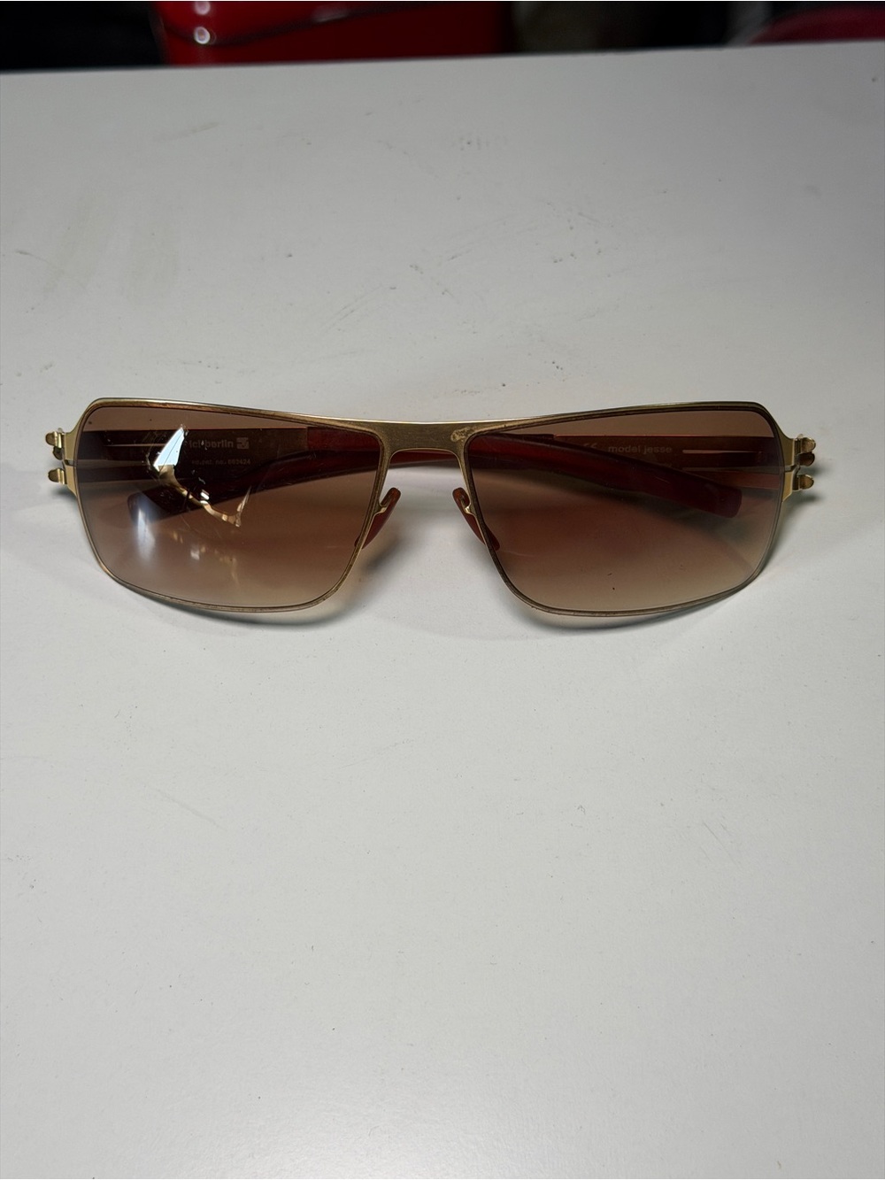 Men's Gold Metal Sunglasses with Brown Gradient Lenses